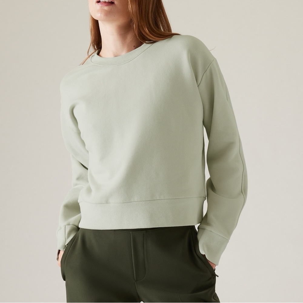Athleta Green Retroplush Revive Crewneck Sweatshirt (Size XS)